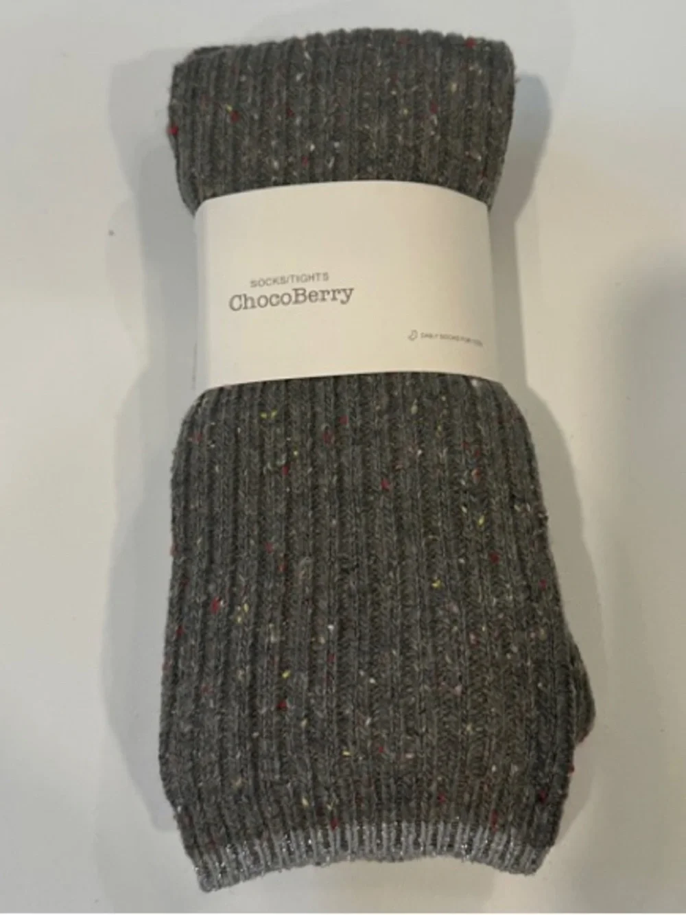 ChocoBerry Kids Ribbed Knit Leggings Charcoal Gray Confetti Sparkle Trim Tights